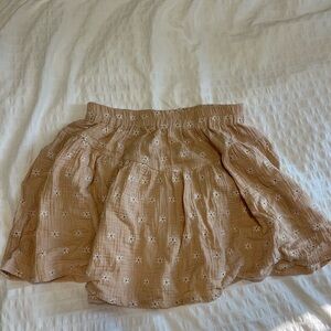 Rylee + Cru Tan Mini Skirt with White Floral Pattern